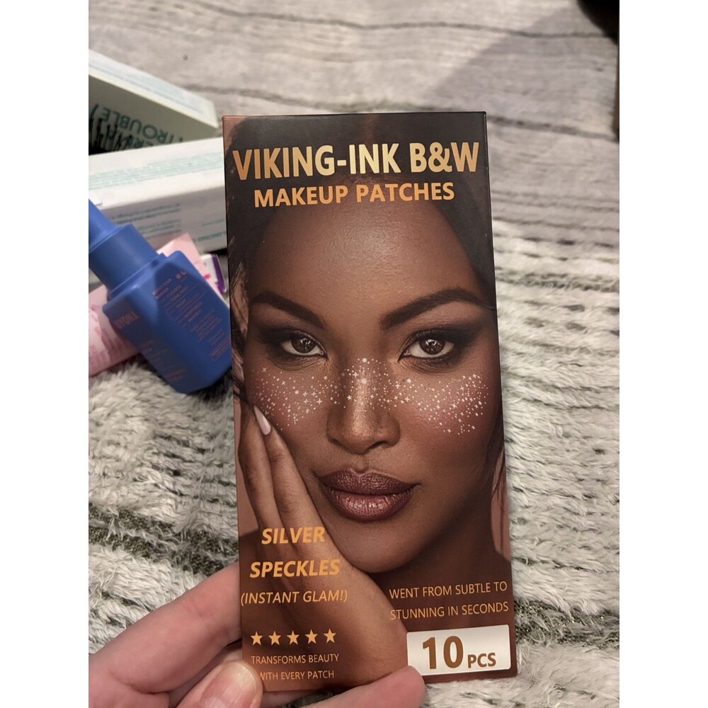 Viking Ink B&W Makeup Patches - Silver - Face Glitter Speckles 10 Pack